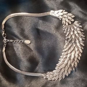 A&A unique charm collar necklace in silver tone 14 +3 inch long